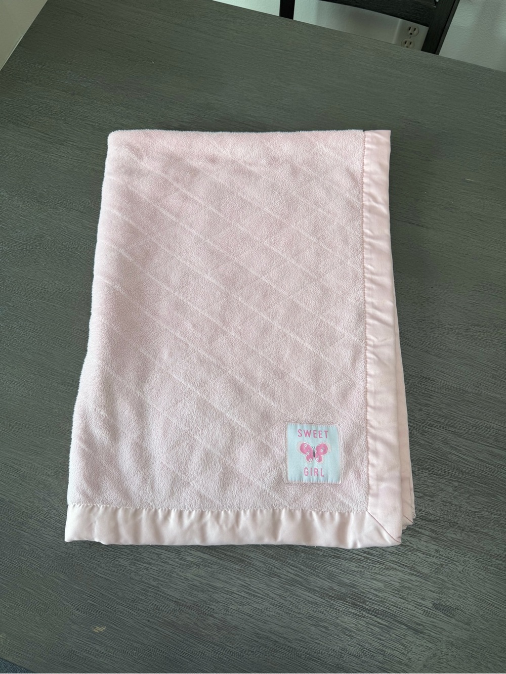 Carter's Light Pink Quilted Baby Blanket with Satin Trim